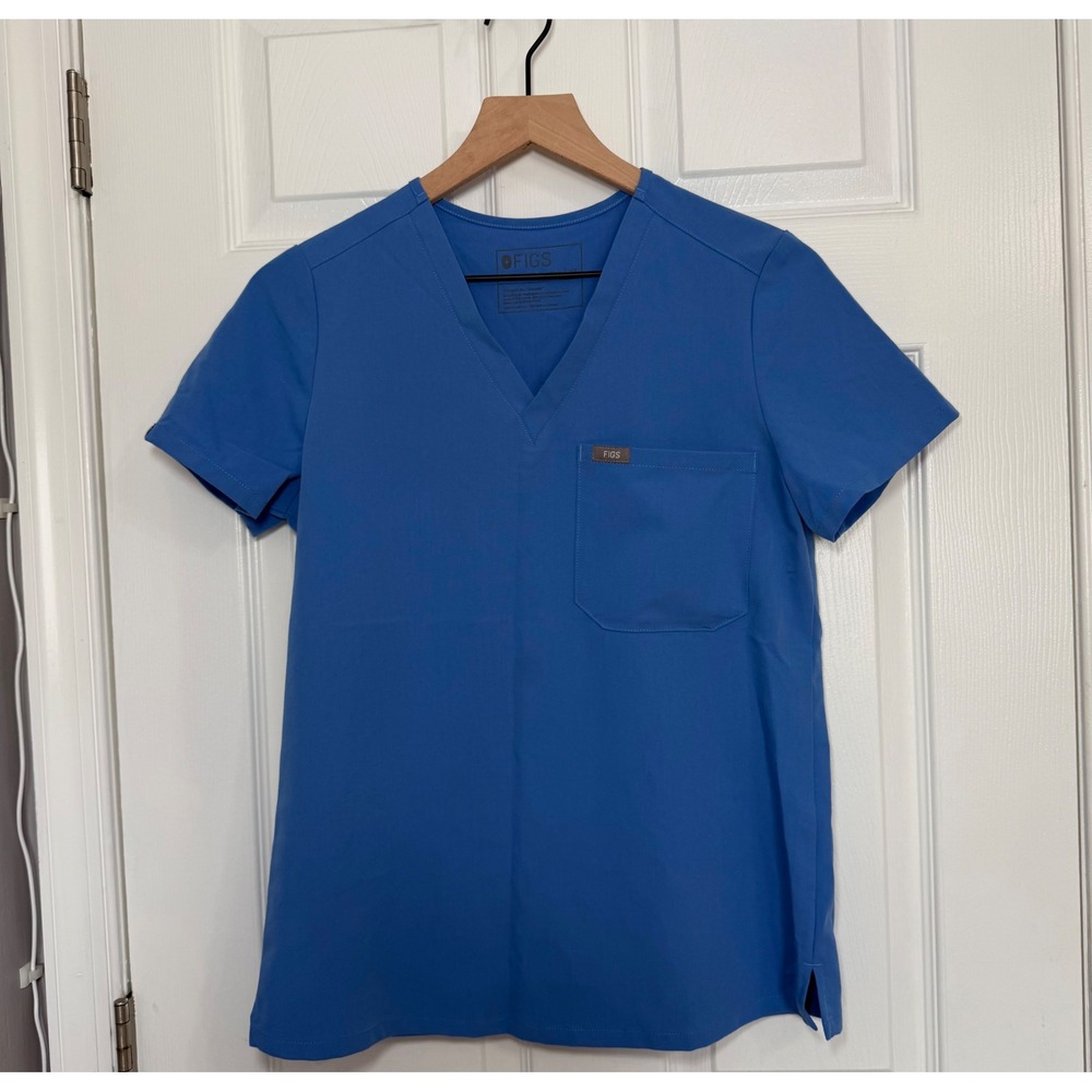 Figs women's scrub top XS light blue PO1602 healthcare nursing medical